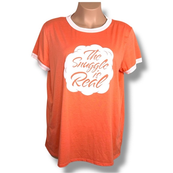XXXL LuLaRoe Orange Tee The Snuggle Is Real Graphic Tshirt Womens Casual Comfort - Picture 1 of 13